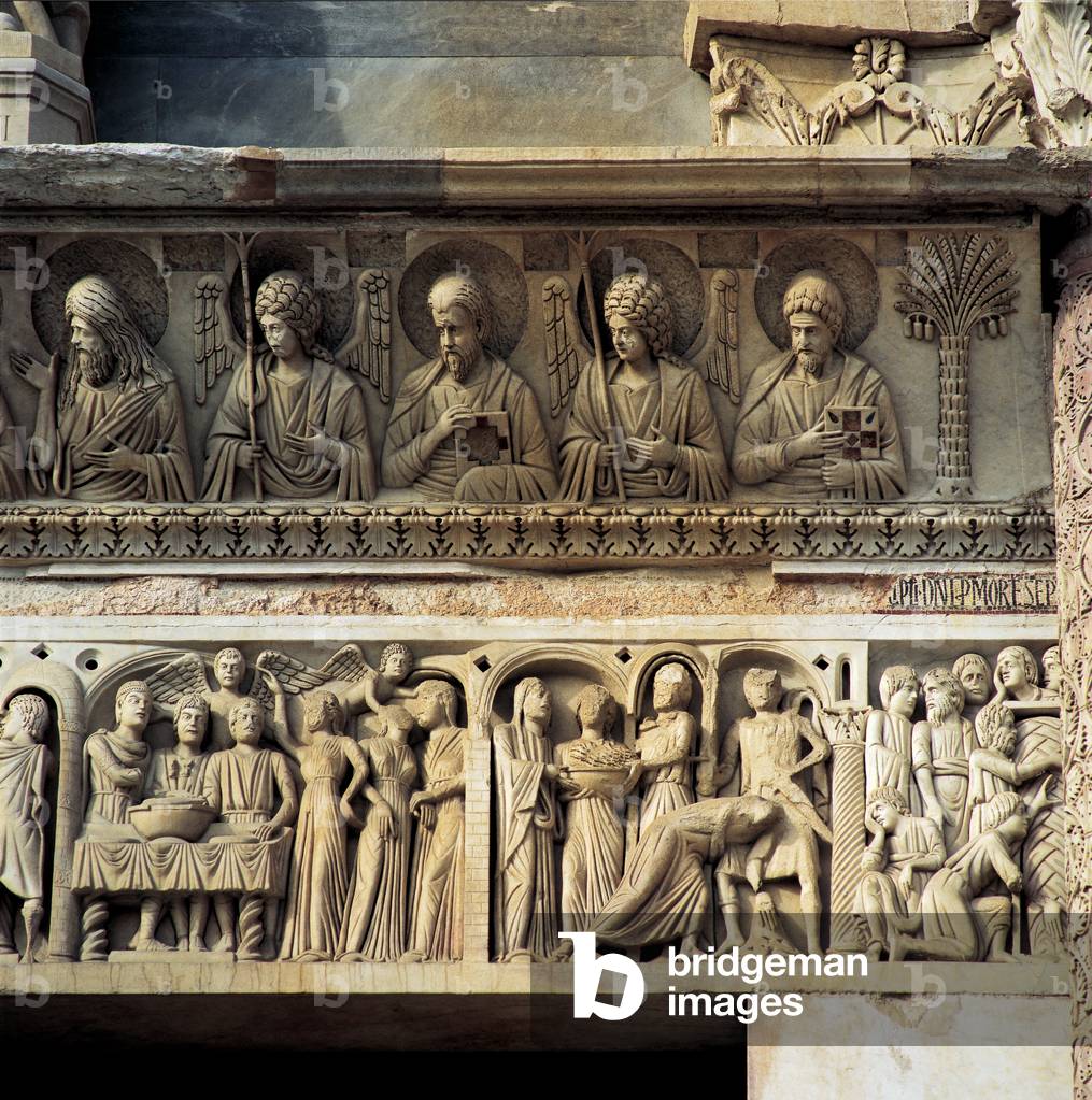 Stories of St John the Baptist and Jesus among Angels and Saints, (marble, high relief)