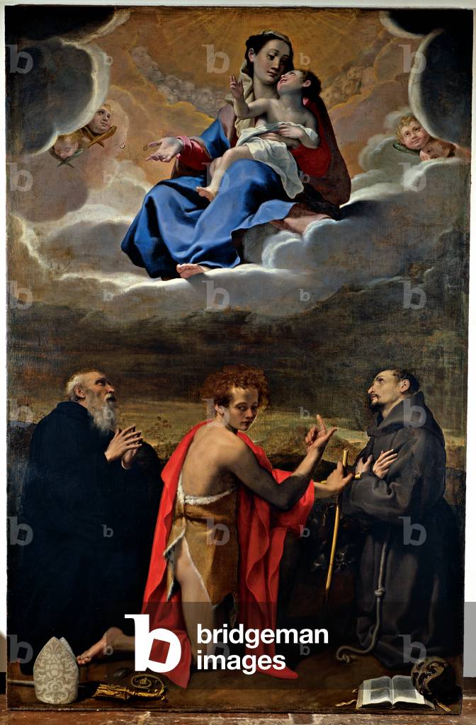 Madonna and Child with Sts Benedict, John the Baptist and Francis, 1556 - 1629 (canvas)
