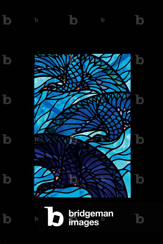 Glass window of the Halcyons in the Blue Bathroom, 1924