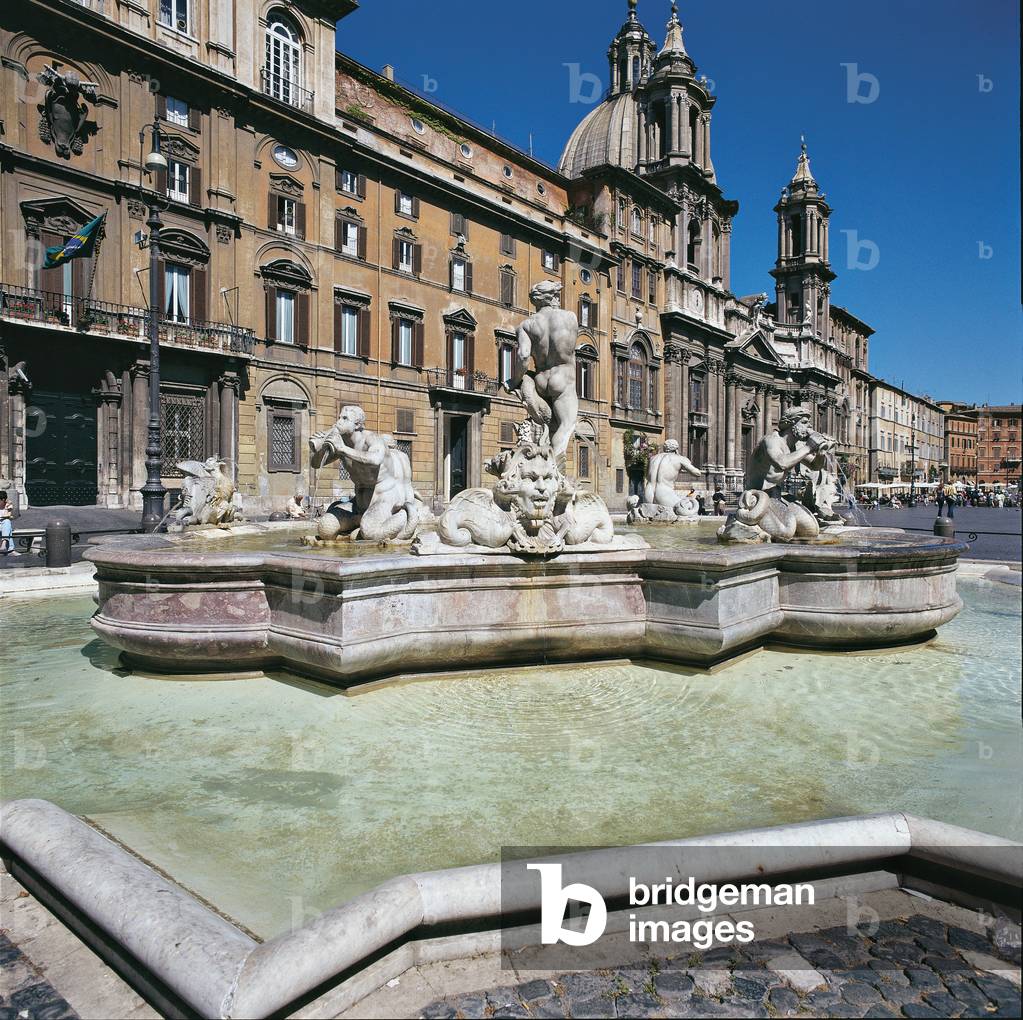 The Moor Fountain (Fontana del Moro) by Gian Lorenzo Bernini, Antonio Mari, Giacomo Della Porta, 1575 - 1653, 16th  - 17th Century