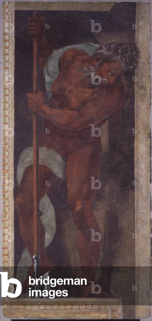 Neptune, by Lelio Orsi, 1555 - 1565, 16th Century, torn fresco brought on canvas