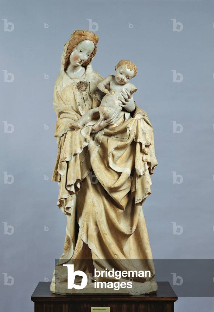 Madonna of Krumau (Krumauer Madonna), 1390 - 1400, 14th Century, calcareous sandstone originally polychrome with gildings, 112 cm