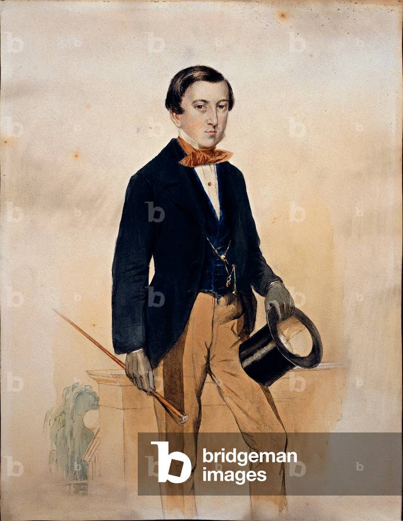 Portrait of Pietro Cicogna Mozzoni, 1858 (watercolor on paper)