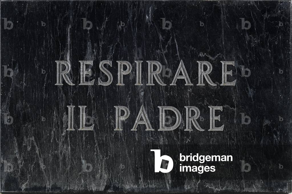 Breathing the Father (Respirare il padre), 1972 (black marble gravestone)