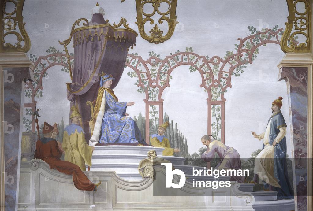 Tribute to the Mandarin (Omaggio al Mandarino), by Andrea Urbani, 1773, 18th Century, fresco.