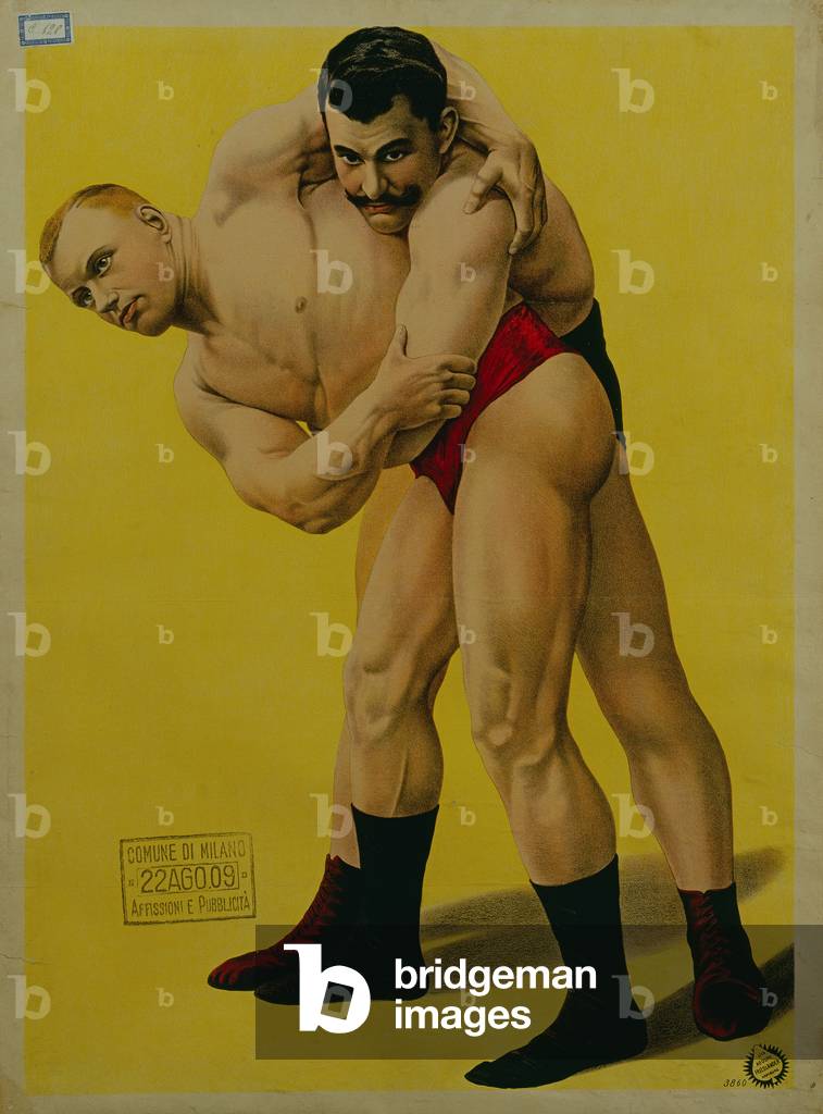 Poster for the Match of Greco-Roman Wrestling Raicevich vs. Siegfried, c.1910 (print)