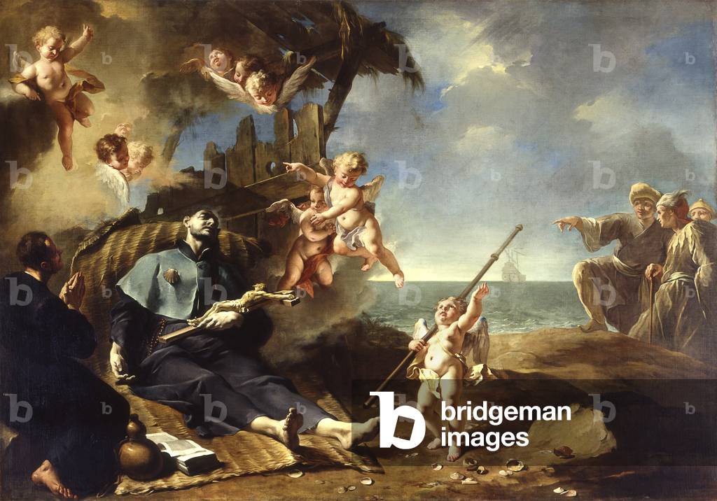 Death of Saint Francesco Saverio on a Beach, by Francesco Polazzo, 18th Century, canvas