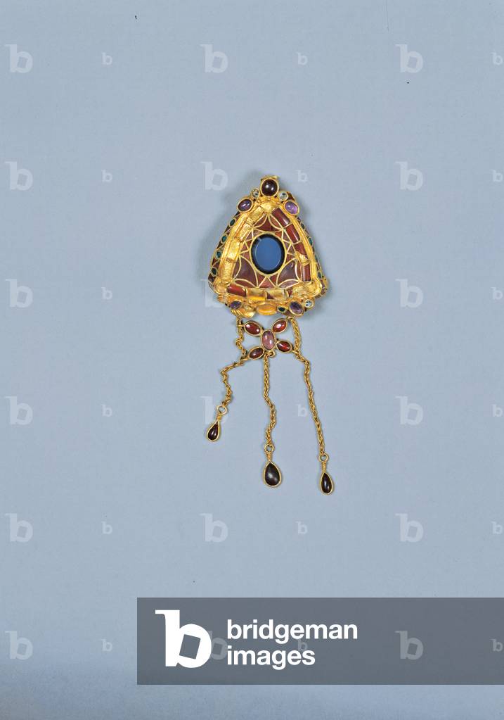 Parade german fibula, 350-400, 4th Century, gold with stones, 20 cm