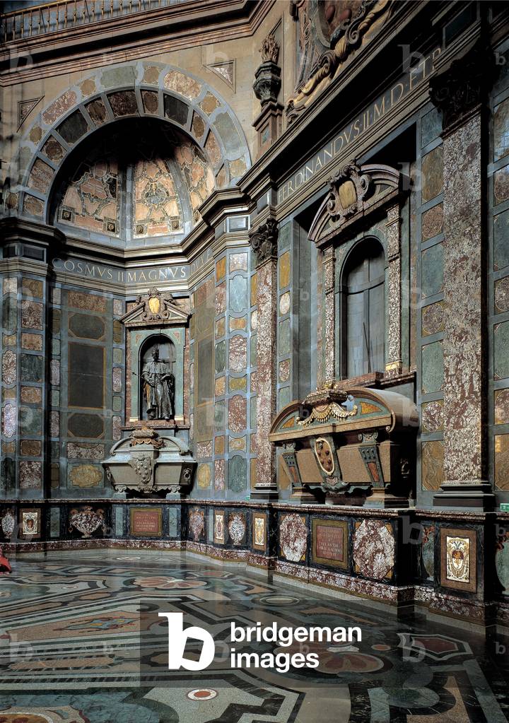 Chapel of the Princes at the San Lorenzo Church in Florence, 1604 (dark marble, semi, precious stones, mother, of, pearl, lapis lazuli and coral)