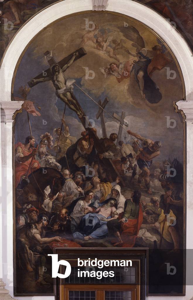 The Raising of the Cross, by Girolamo Brusaferro, 18th Century, canvas
