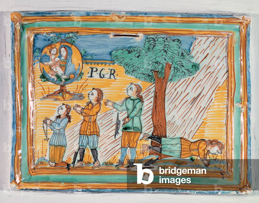 Ex voto. Storm, (tile polychrome majolica)