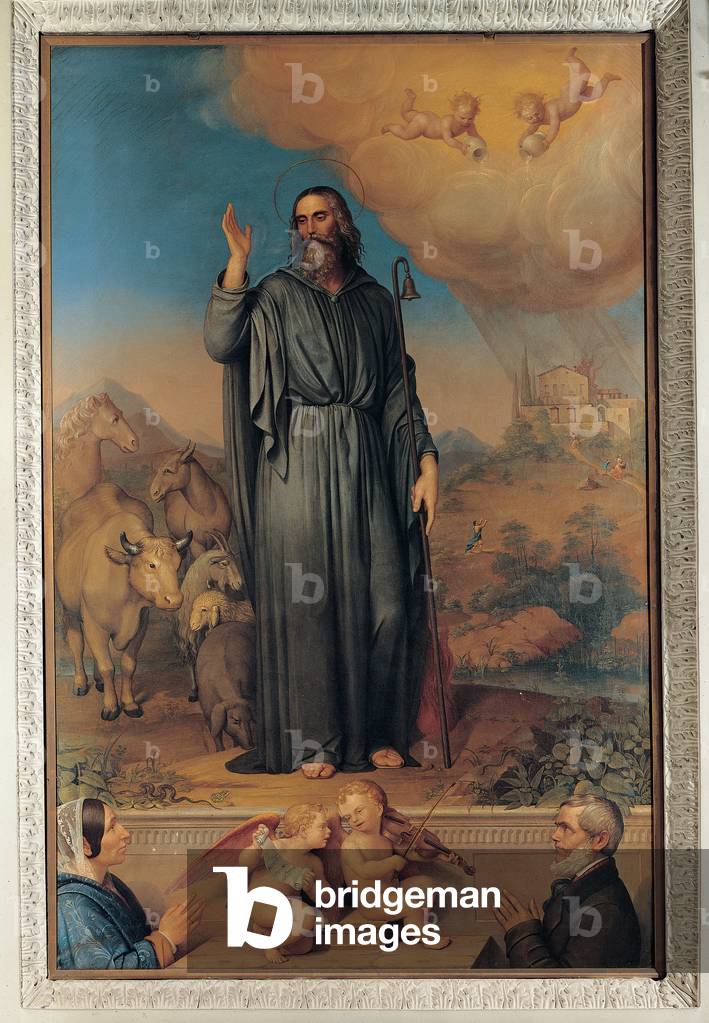 St Anthony Abbot with donors of the Botti family, 1850 (oil on canvas)