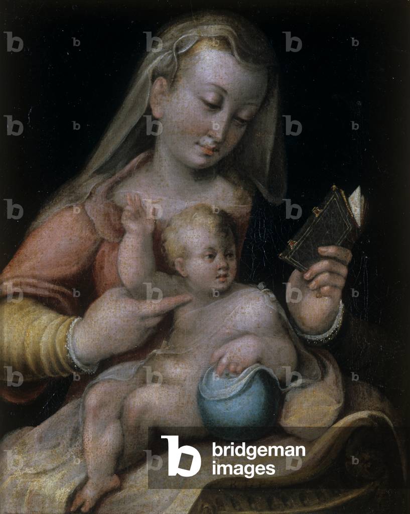 Virgin Mary reading with Baby Jesus, by Barbara Longhi, first half of the 16th Century, oil on canvas