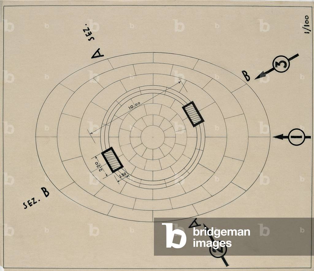 Project for a monument to general Julio A. Roca in Buenos Aires (Progetto per un Monumento al generale Julio A. Roca a Buenos Aires), 1936 (Indian ink on tracing paper)