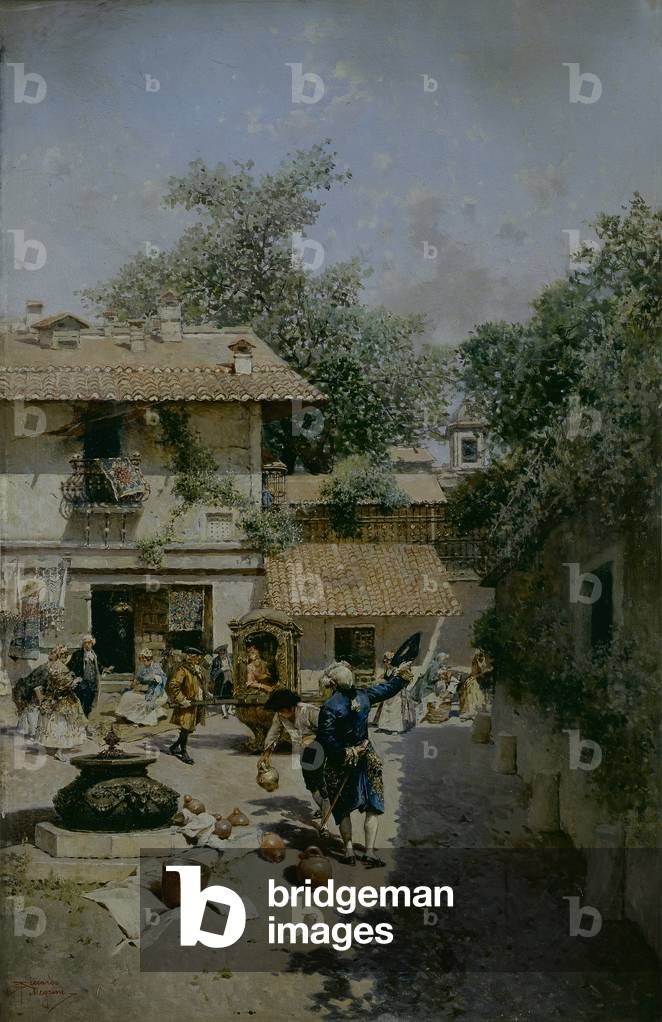 A sunny day in 1760 (In una giornata di sole nell'anno 1760), by Riccardo Pellegrini, 19th Century, oil on canvas