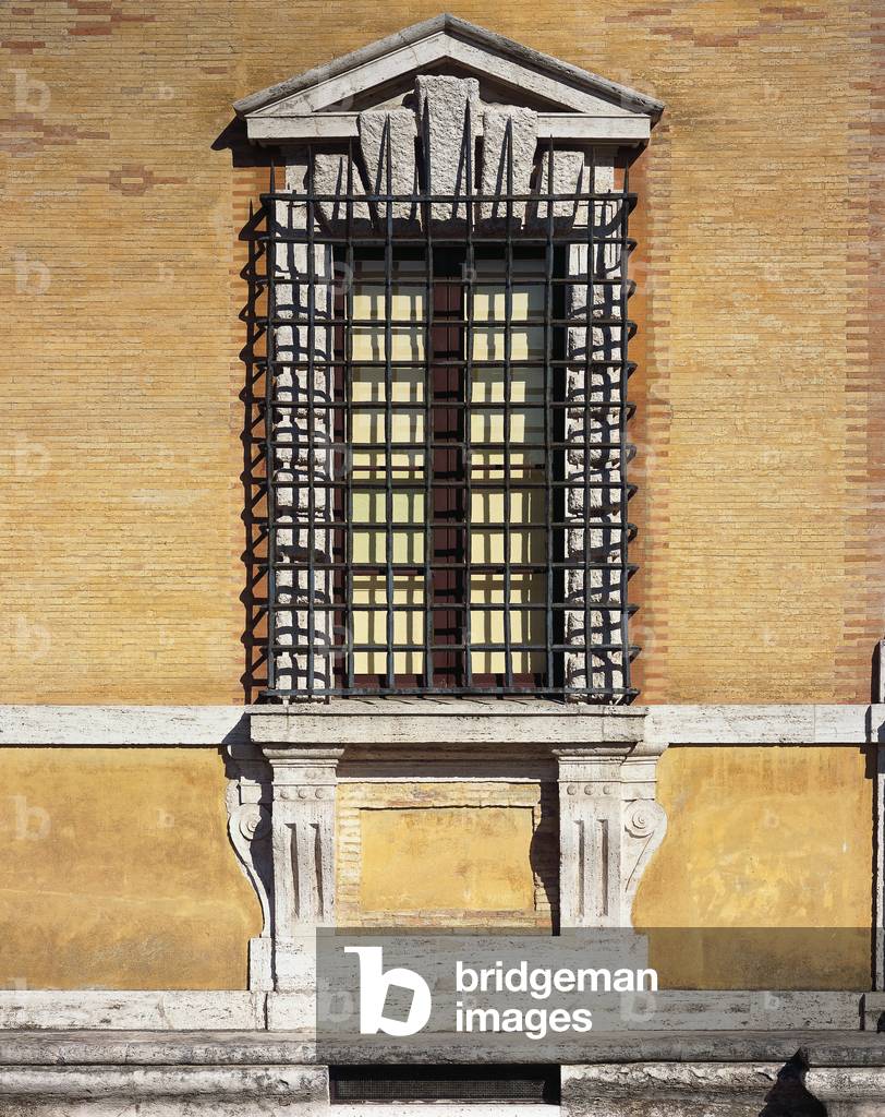 Villa Giulia, by Ammannati Bartolomeo, Barozzi Jacopo known as Vignola, 1550 - 1553, 16th Century, visible Roman brick work and travertine, yellow ochre plaster