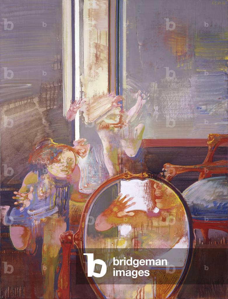 Chase Between the Furniture, by Leonardo Cremonini, 1963 - 1964, 20th Century, oil on canvas
