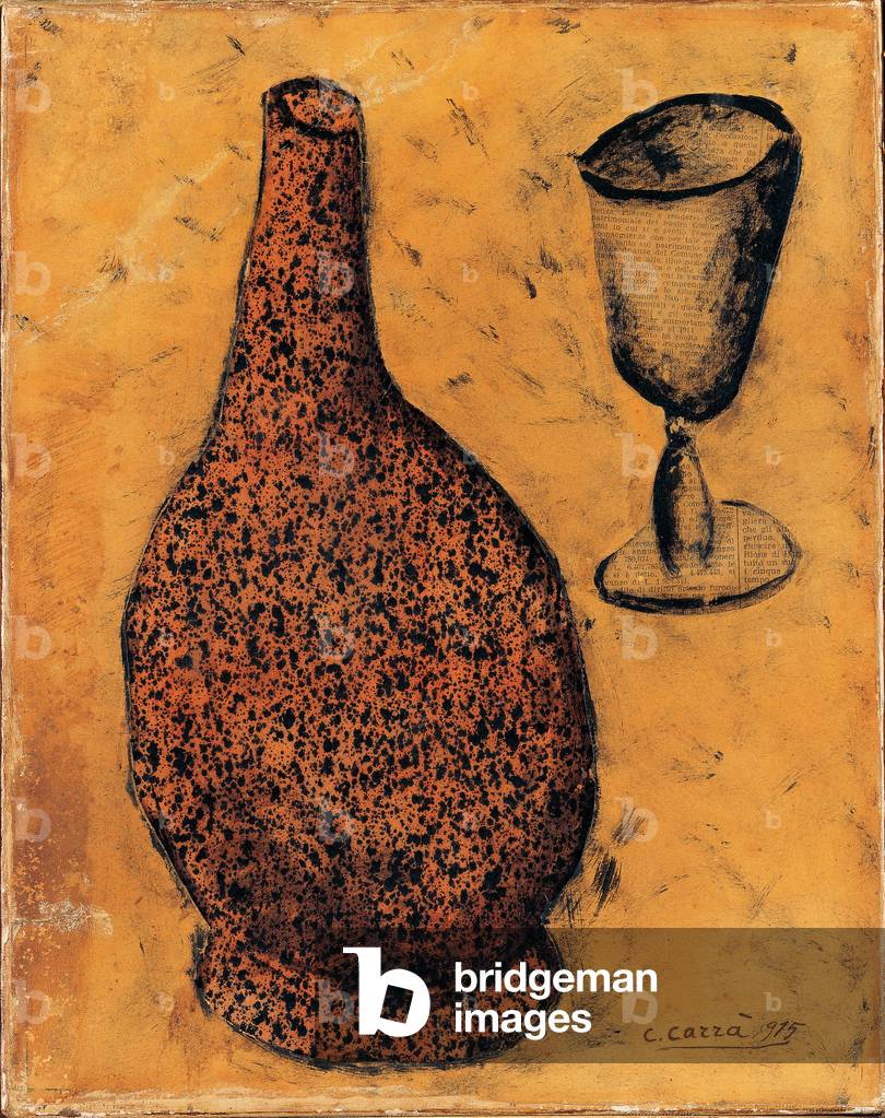 The Flask (Still Life), 1915 (tempera and collage)