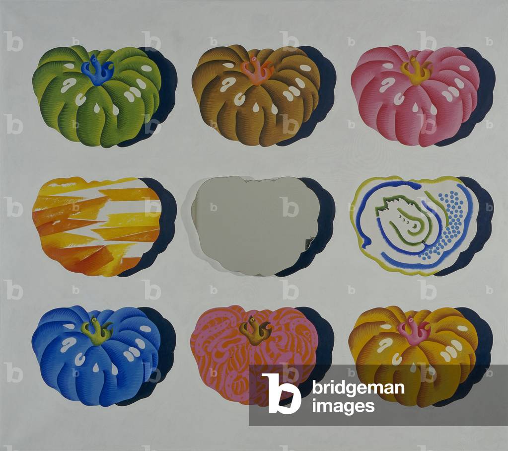 9 Pom 9 (9 Pom 9), by Concetto Pozzati, 1967, 20th Century, oil, acrylic and mirror on canvas