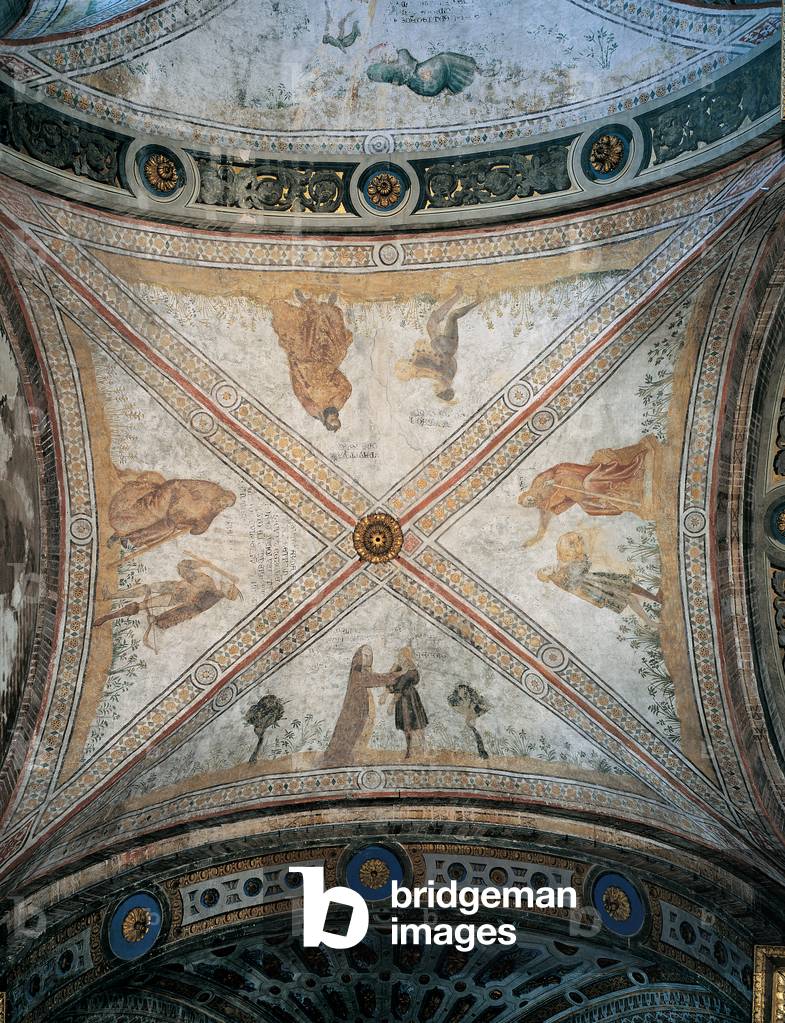 Painted Sails with Pairs of Characters, (fresco and tempera on white lime ground)
