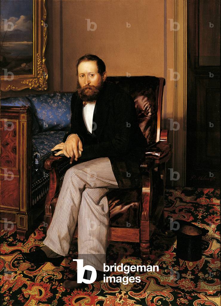 Portrait of Count Vespasiano Muzzarelli (Ritratto del conte Vespasiano Muzzarelli), by Pompeo Marino Molmenti, 1860, 19th Century, oil on canvas