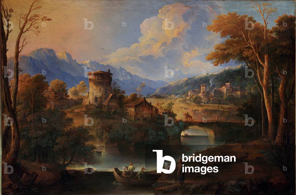 Landscape with the Sons of Zebedee Calling, by Giuseppe Roncelli, 18th Century, oil on canvas