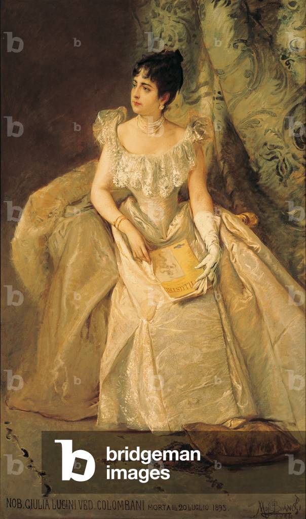 Portrait of Giulia Lucini Colombani (Ritratto di Giulia Lucini Colombani), by Mosè Bianchi, 1894, 19th Century, oil on canvas, 200 x 200 cm