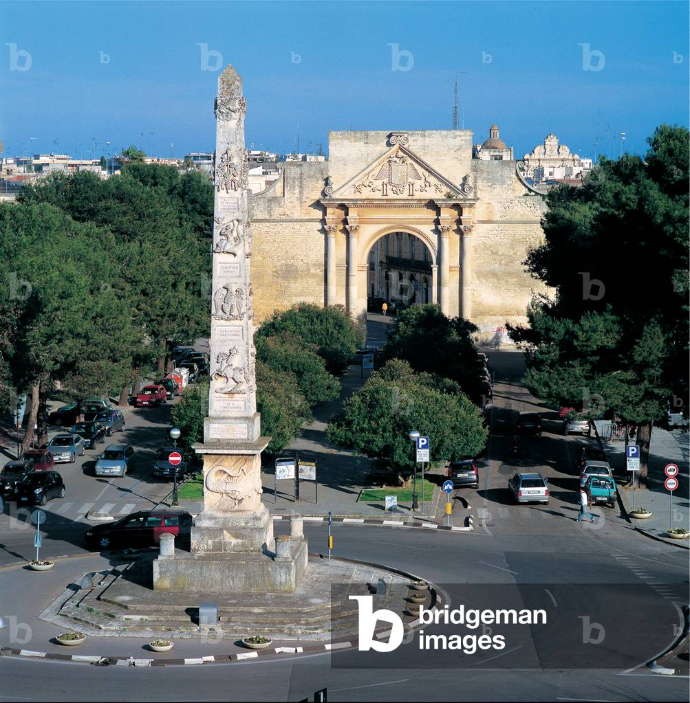 The Obelisk and Porta Napoli in Lecce,
