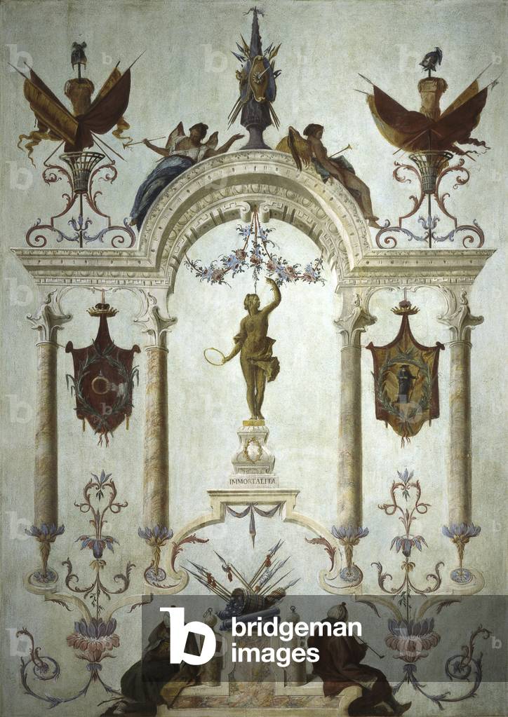 Grotesque Decoration, by Francesco Lorenzi, 1783, 18th Century, fresco