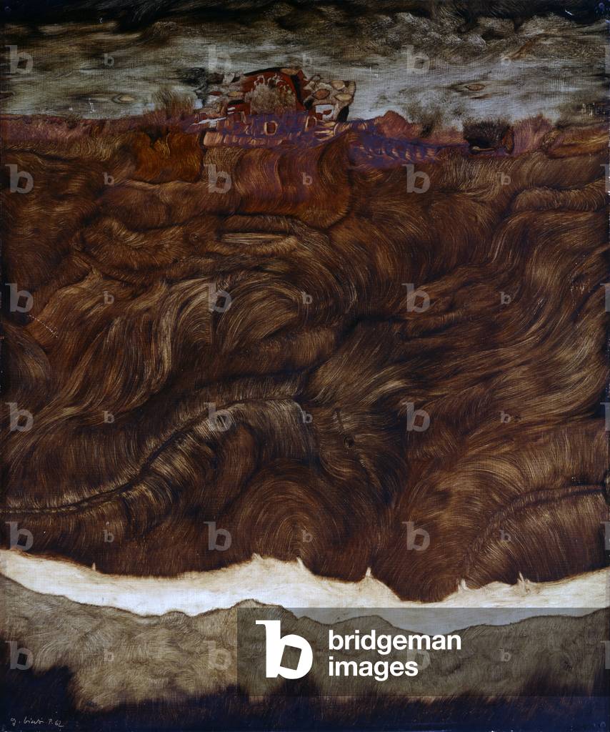 Your hair for my landscape (Ta chevelure pour mon paysage), by Guido Biasi, 1962, 20th Century, oil on board