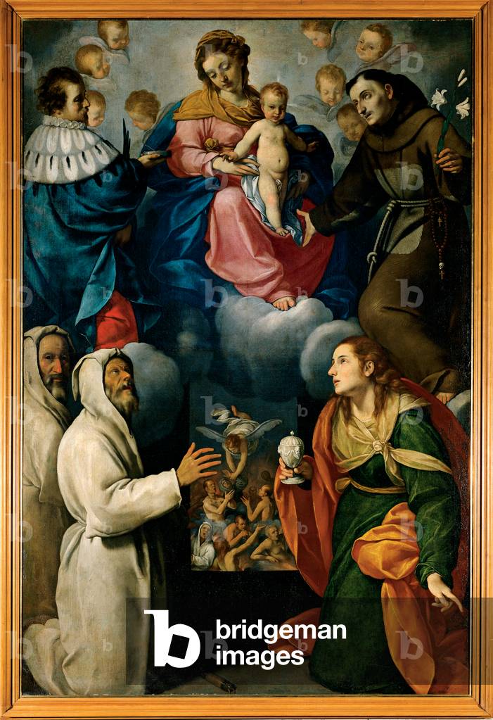Madonna and Child with St Anthony, St Mary Magdalene, Disciplini and Purging Souls, 1609 - 1679 (canvas)