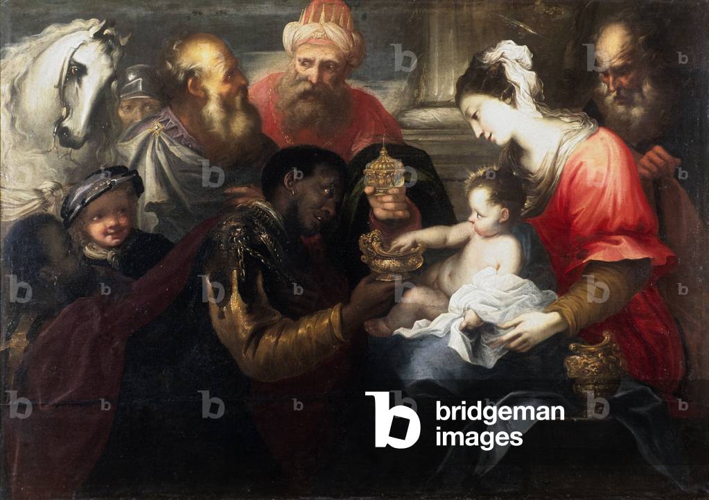 Adoration of the Magi (Adorazione dei Magi), by Bartolomeo Biscaino, ca. 1650, 17th Century, oil on canvas, 124 x 173 cm