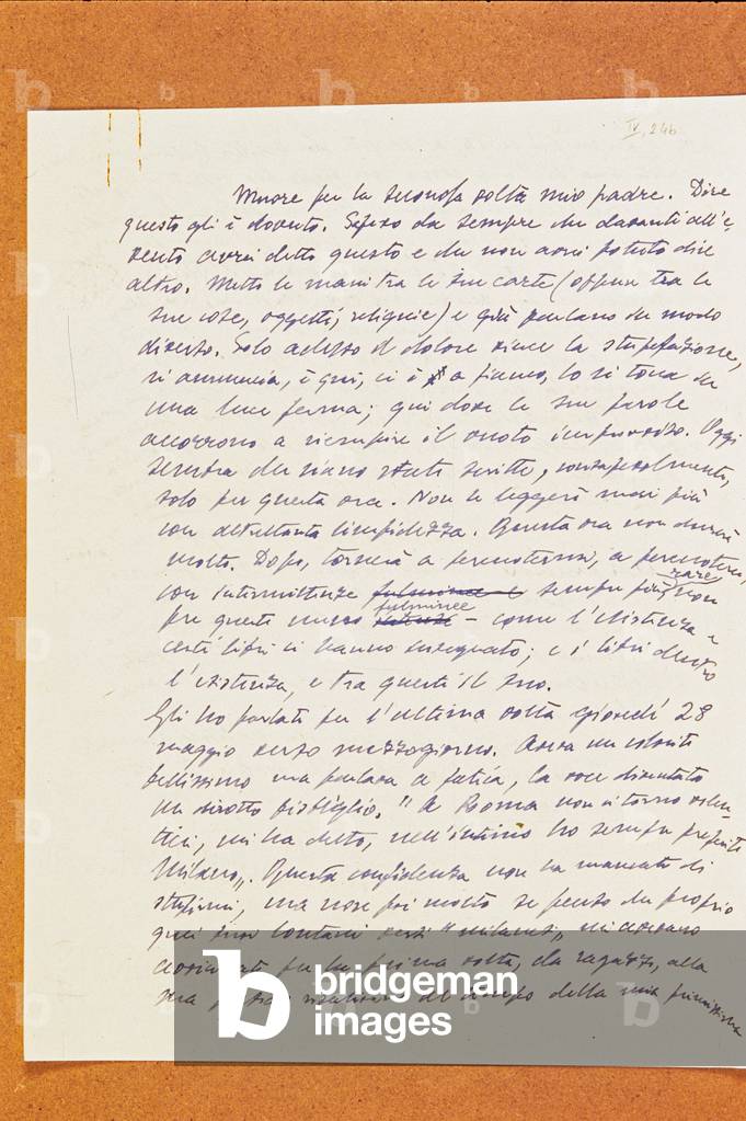 In the death of Ungaretti (In morte di Ungaretti) by Vittorio Sereni, 1970 (manuscript)
