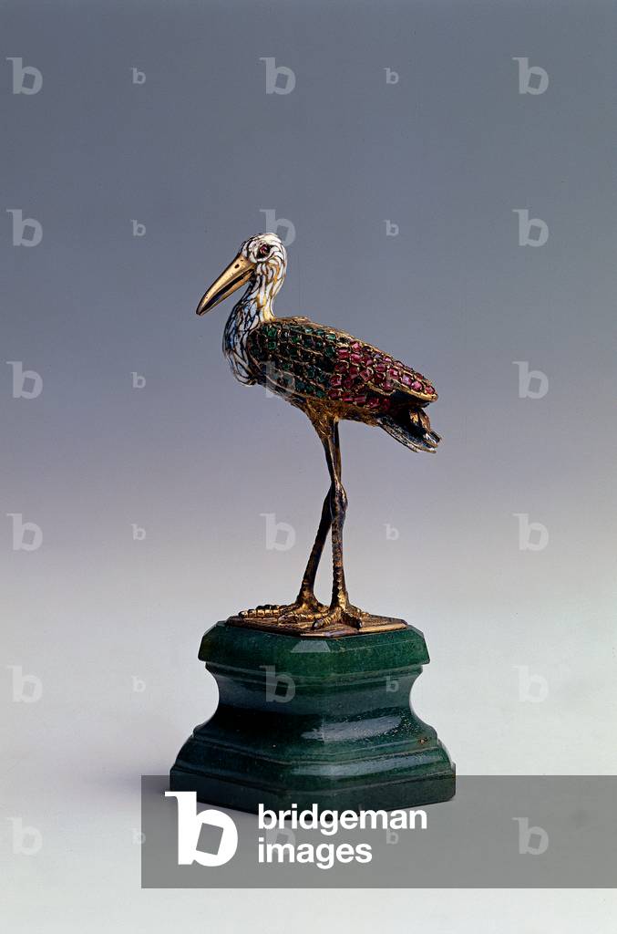 Vittoriale: Crane, (silver and precious stone)
