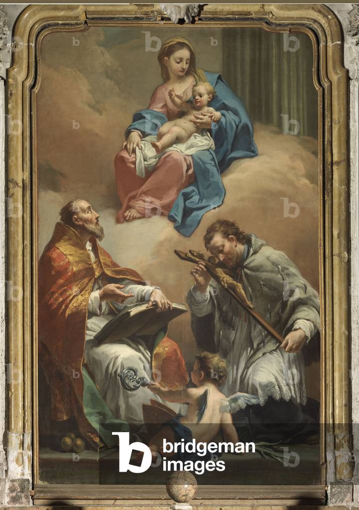 Madonna and Child with Saints Nicholas and John of Nepomuk, by Jacopo Marieschi, c. 1755, 18th Century, oil on canvas