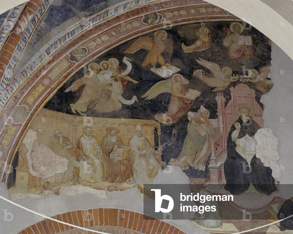 Triumph of Saint Thomas (Trionfo di San Tommaso), by Lombard painter, 14th Century, fresco