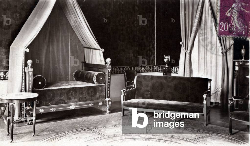 View of the room of Napoleon Bonaparte, Malmaison, c.1910 (b/w photo)