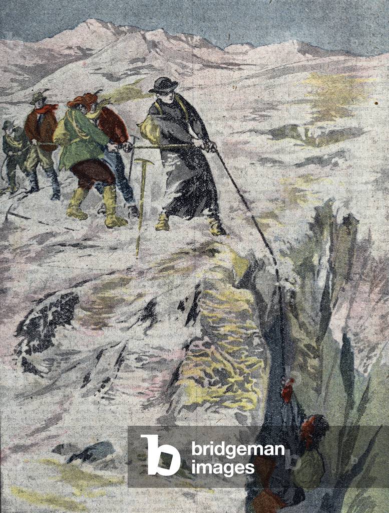 Image of Drawing depicting Abbe Achilles Ratti (then Pope Pius XI) (1857-1939) climber 1939 by Unknown Artist
