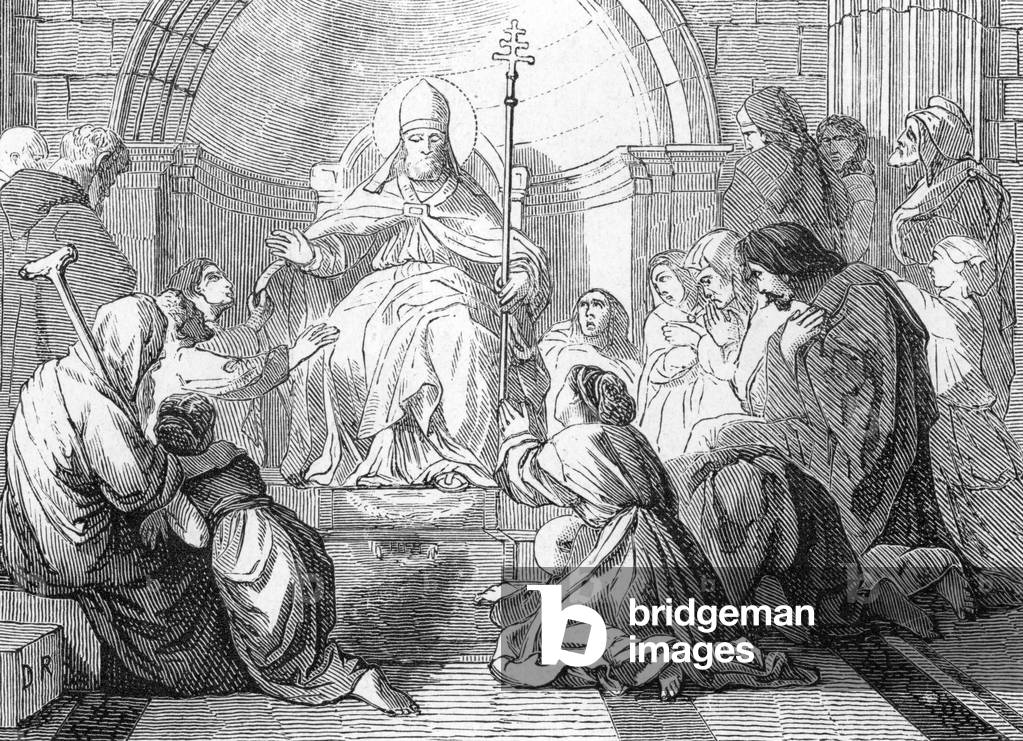 Representation of Pope Saint Simplice (simplicius) (468-483). 19th century (engraving)