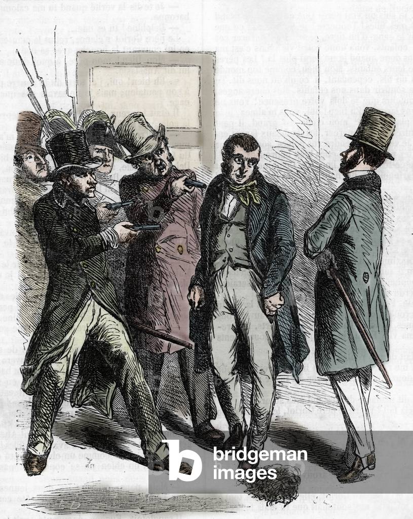 L'arrest de Vautrin (Jacques Collin) in 'Le pere goriot', 1874 (engraving)