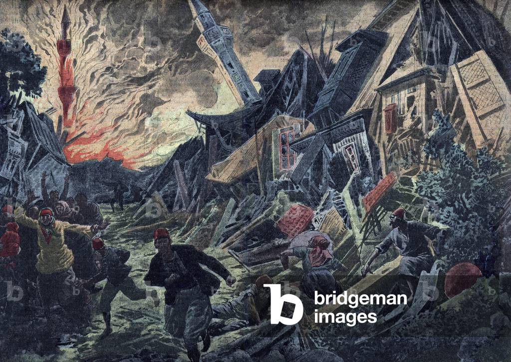 Erdbeben in der Türkei im August 1912 (Erdbeben in der Türkei, August 1912) Illustration aus „“ Le Pelerin““ 1