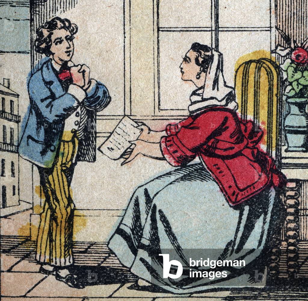 Illustration von „Paul et Virginie“ von Bernardin de Saint Pierre (1737-1814), Epinal Bild 19. Jahrhundert (Gr