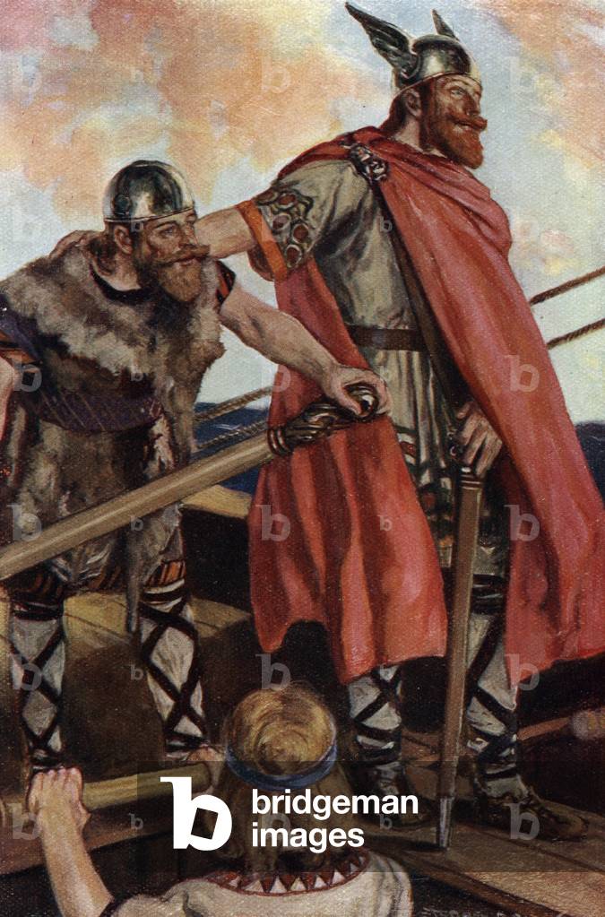 Erik the Red sets sail for Greenland, 1906 (illustration)