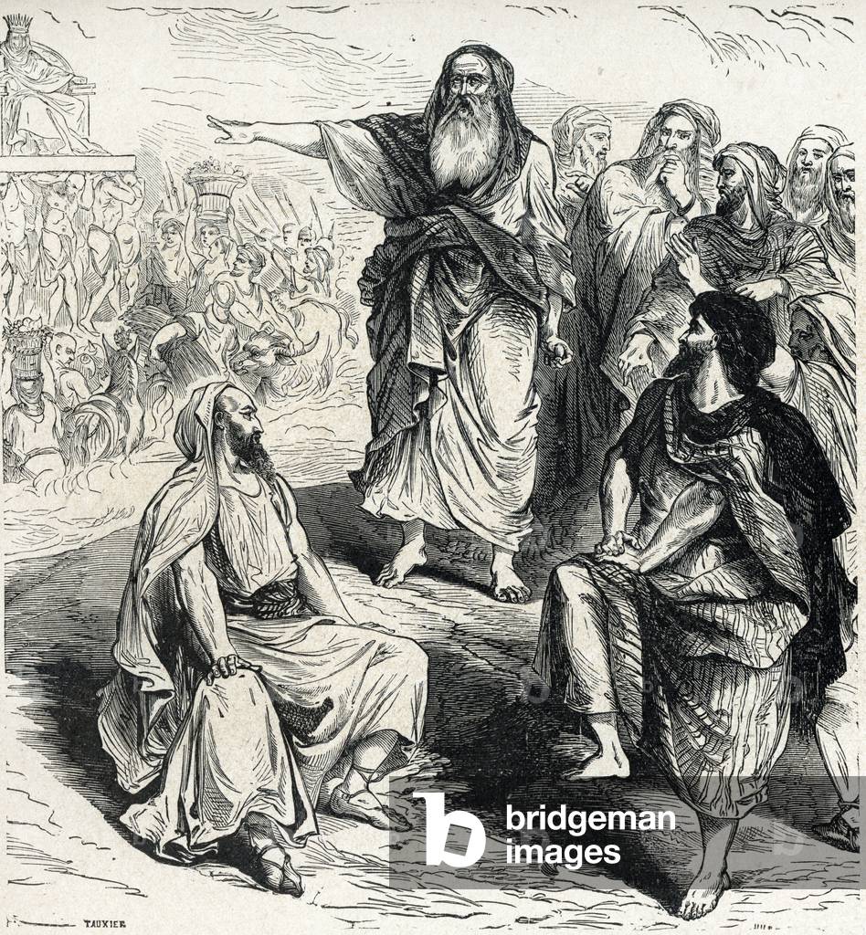 Samuel showing to the israelites the dangers of having a king Engraving from Lahure 19th century Private Collection