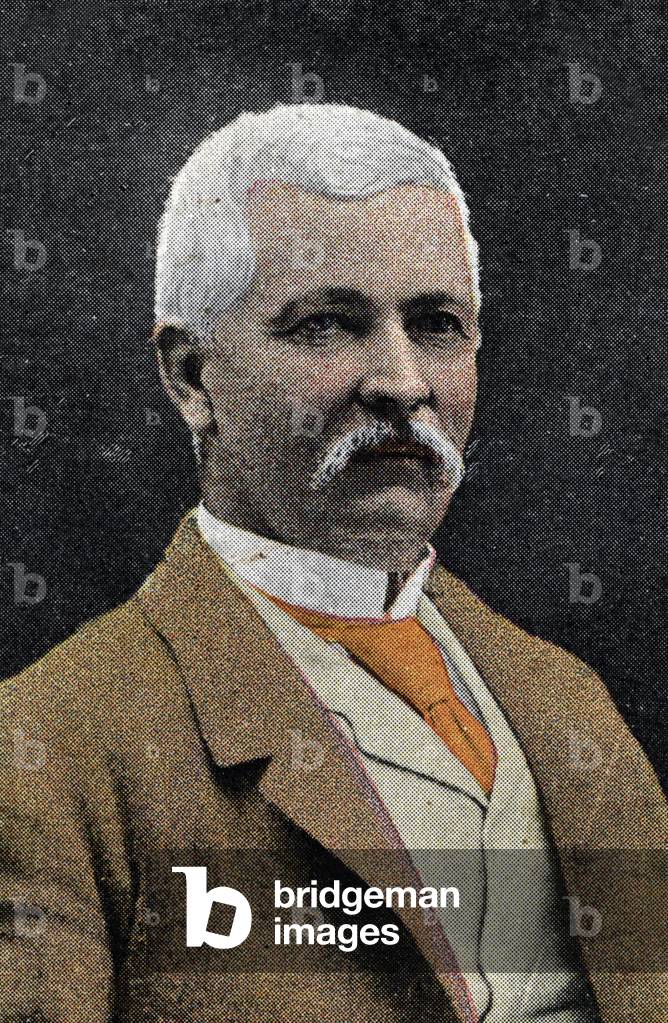 Portrait of journalist and explorer Henry Morton Stanley (1841-1904) Early 20th century chromolithograph