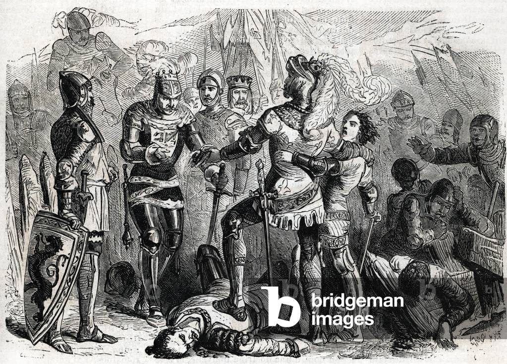 Re di Francia Giovanni II di Francia (1319-1364) e suo figlio Filippo il coraggioso combattono contro gli ingl