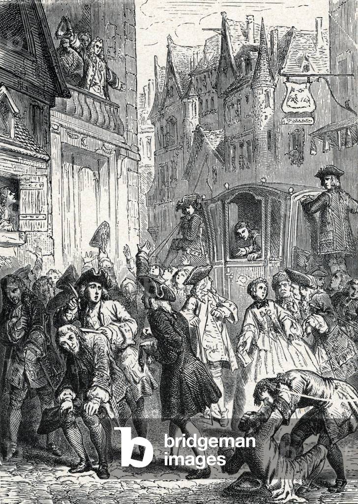 The speculative bubble at the time of the Law system, 19th century (engraving)
