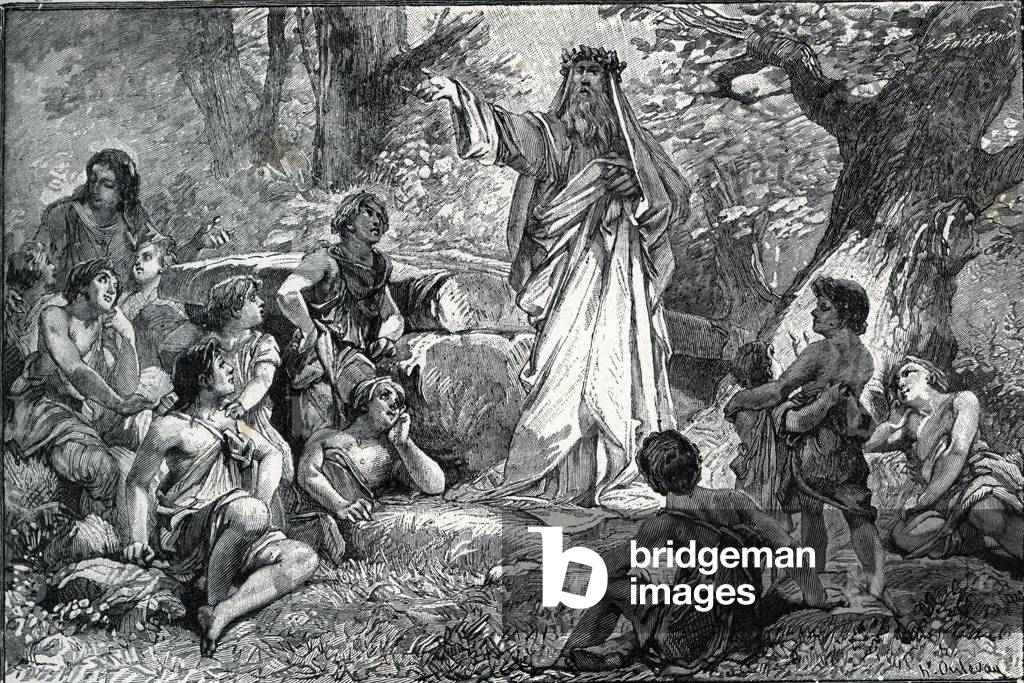 The Gauls and their priests or Druids - Druids - Illustration from “” Mon-History-de-France”” by HS Bres, 1894