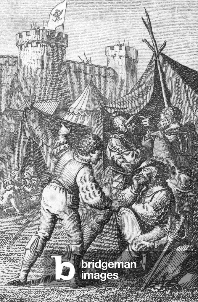 Confederation of the VIII cantons (Switzerland): “” Emperor Charles IV (1316-1375) besieging the city of Zurich around 1351 (Charles IV, Holy Roman Emperor besieging Zurich at the times of Old Swiss Confederacy (Old Confederacy of eight states) 1351) Engraving by Johann Michael Mettenleiter (1765-1853) 1800 Private collection