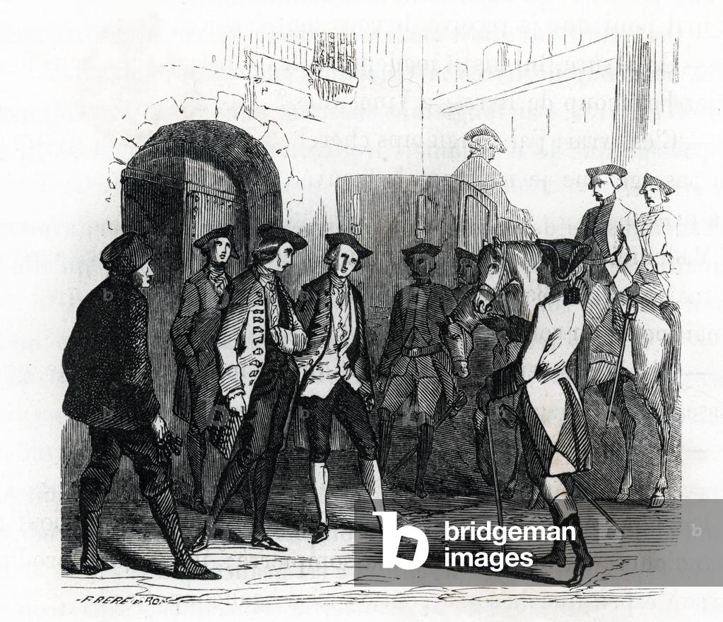 The prisoners of Vincennes were transferred to the prison of the Bastille in 1784 - (engraving) 1846